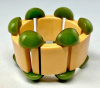 BB454 deco style green and corn bakelite link bracelet